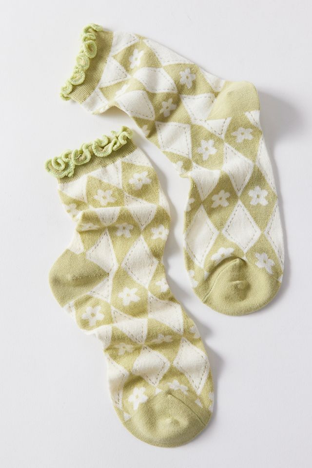 Kendall Floral Ruffle Sock Urban Outfitters
