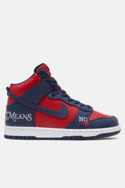 NIKE SUPREME X DUNK HIGH SB 'BY ANY MEANS - RED NAVY' SNEAKERS - DN3741-600 IN RED, MEN'S AT URBAN OUTFIT