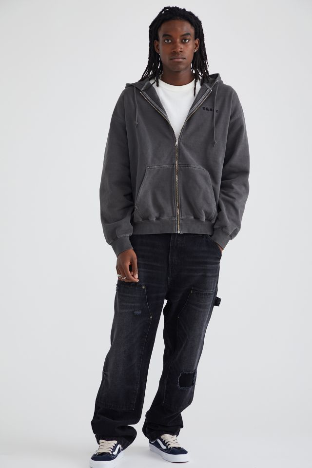 XLARGE Pigment Dyed Embossed Zip Hoodie Sweatshirt | Urban Outfitters