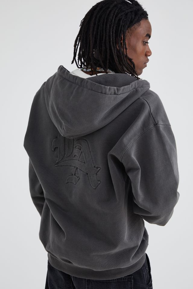 XLARGE Pigment Dyed Embossed Zip Hoodie Sweatshirt