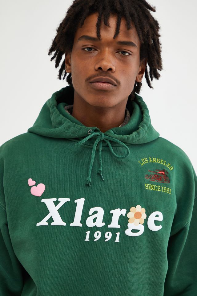 XLARGE Pigment Dyed Puff Print Hoodie Sweatshirt