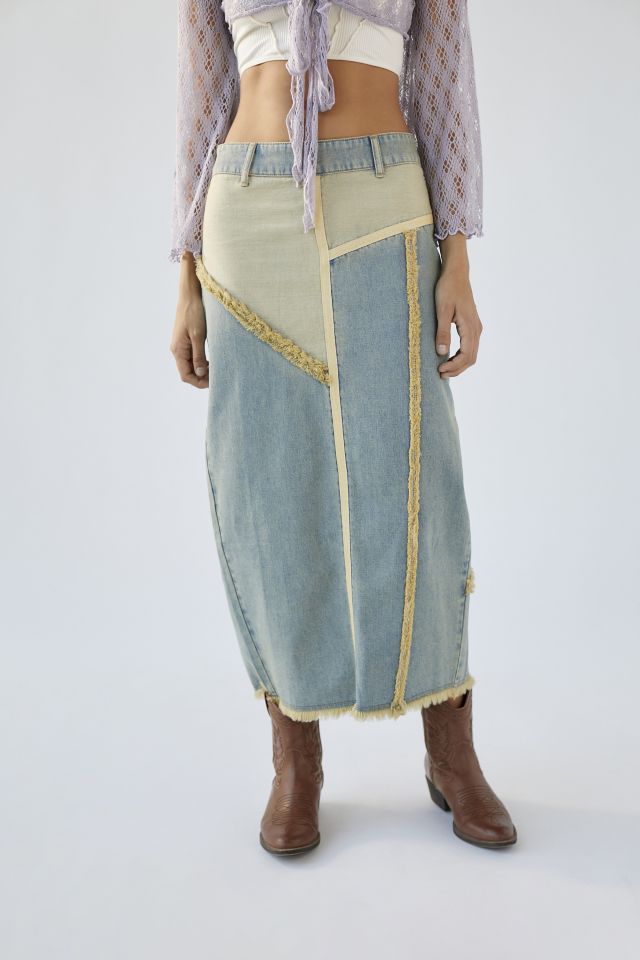 BDG Margot Denim Patchwork Maxi Skirt #4