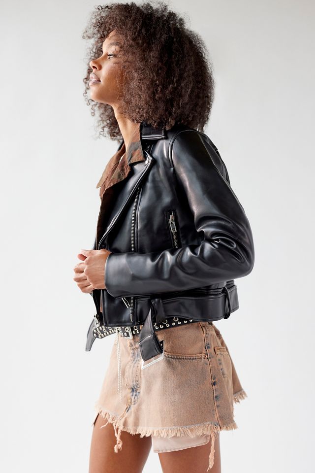 UO Celeste Faux Leather Moto Jacket #3