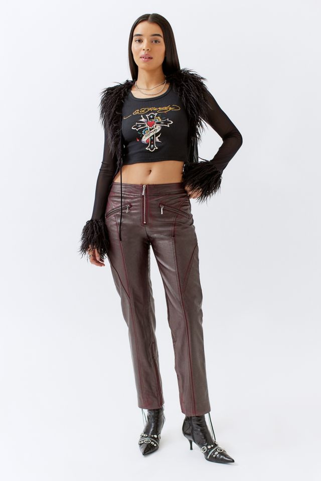 UO Olivia Faux Leather Zipper Pant