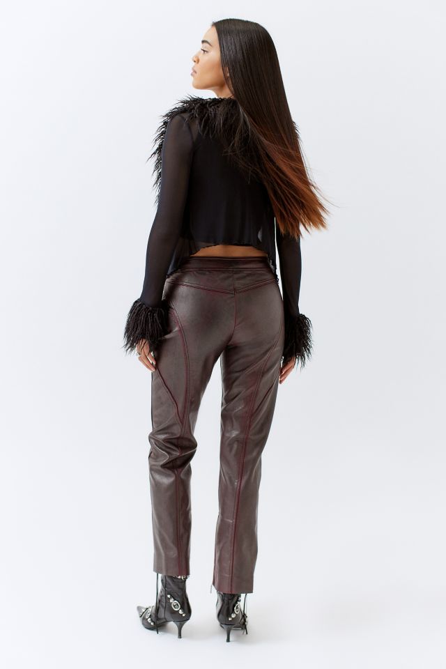 UO Olivia Faux Leather Zipper Pant