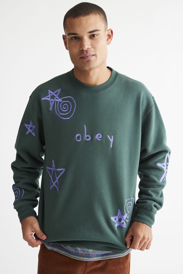 OBEY Gazin Embroidered Crew Neck Sweatshirt | Urban Outfitters Canada