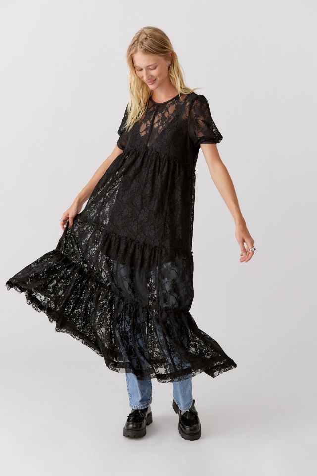 UO Fantine Semi-Sheer Lace Midi Dress #1