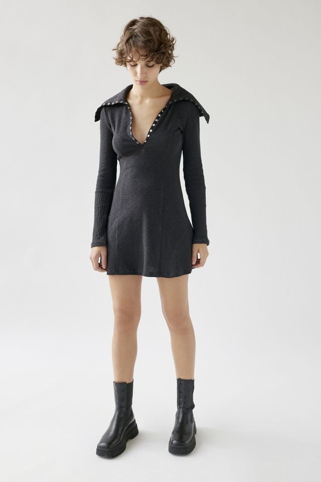 UO Sid Collared Long Sleeve Mini Dress | Urban Outfitters