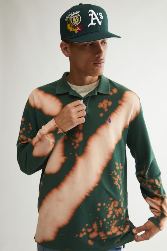 Urban Renewal Remade Bleach Splatter Long Sleeve Polo Shirt