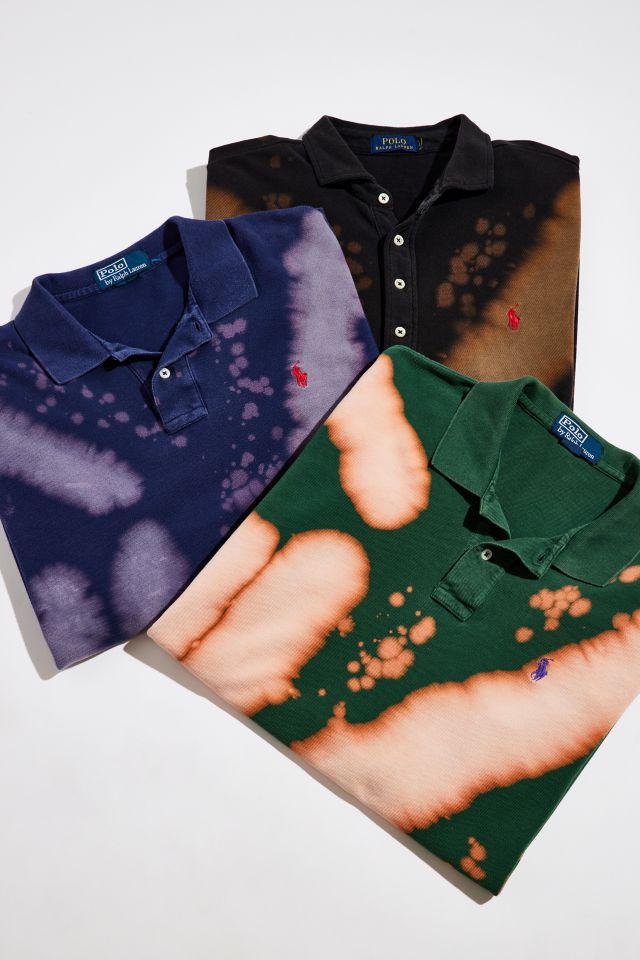 Urban Renewal Remade Bleach Splatter Long Sleeve Polo Shirt #2