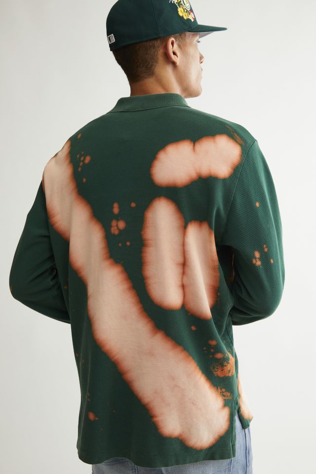 Urban Renewal Remade Bleach Splatter Long Sleeve Polo Shirt #3