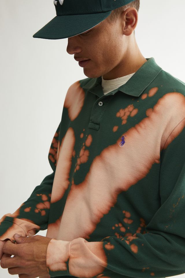 Urban Renewal Remade Bleach Splatter Long Sleeve Polo Shirt #4
