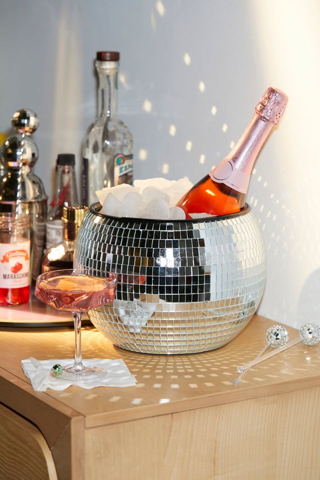 BuyWeek Seau à Glace Disco Boule Miroir Argenté – Grande Capacité – Parfait Fêtes, Barbecue, Cocktails