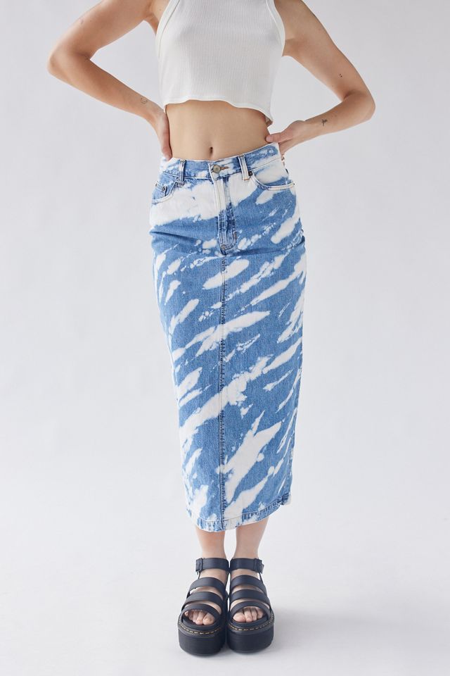 Remade Bleached Denim Maxi Skirt Urban Outfitters Women Clothing Skirts Maxi Skirts 