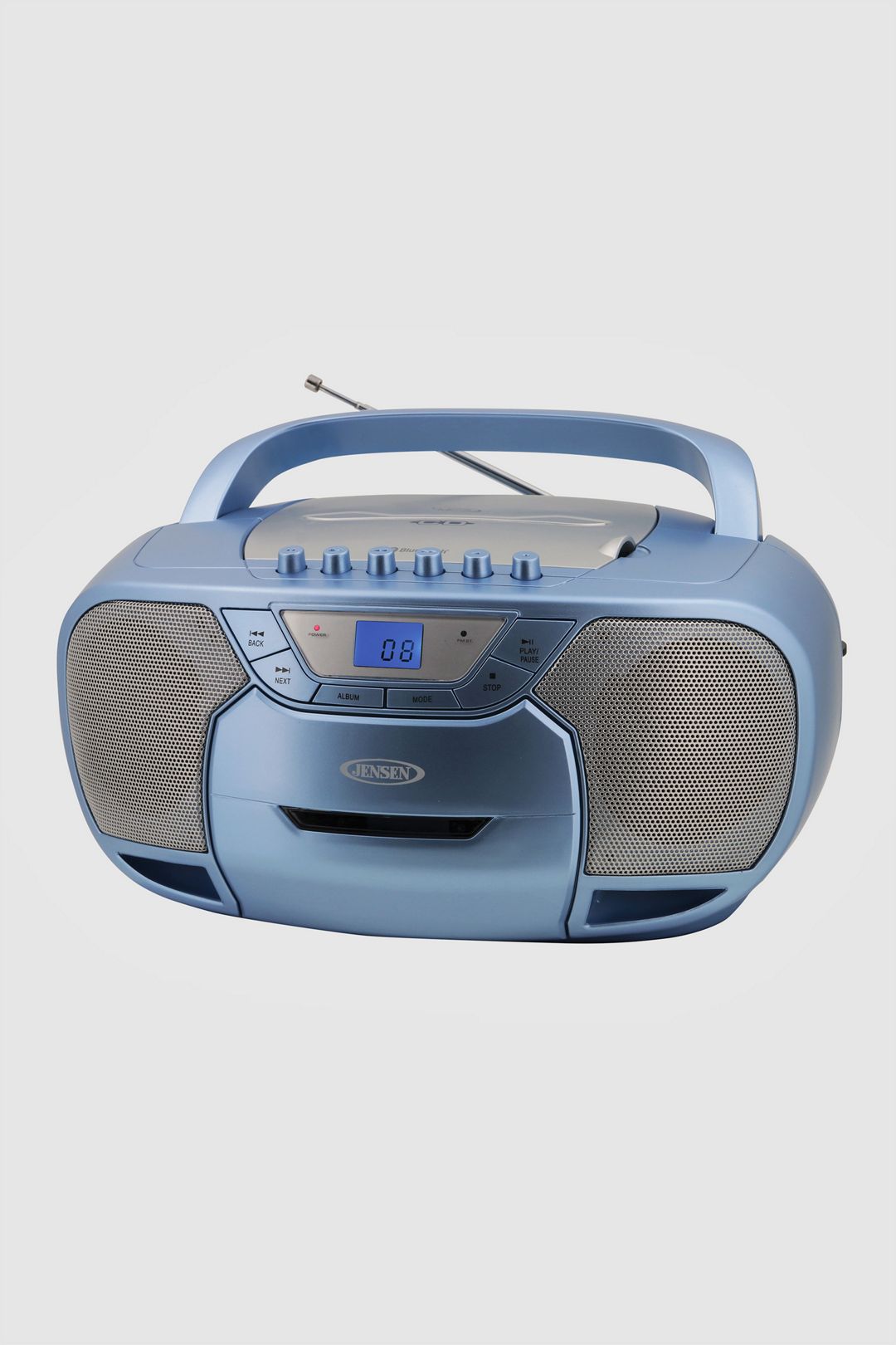 Jensen CD590 Portable Bluetooth CD Cassette AM/FM Boombox - Sky, ONE SIZE