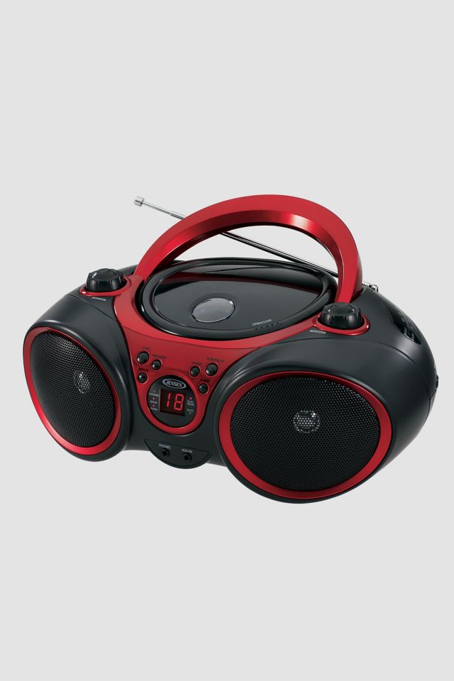 Jensen CD-R CD-RW Radio MP3 Boombox, Red, CD-490 