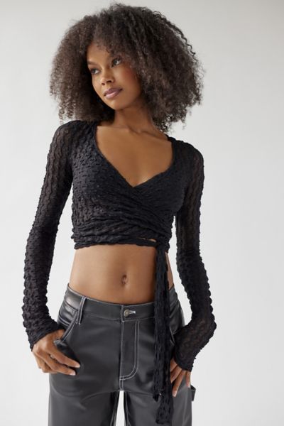 Urban Outfitters Women Clothing Tops Wrap tops UO Isabella Textured Wrap Top 