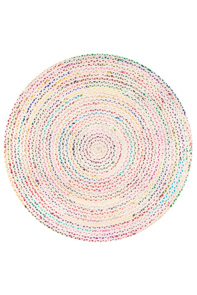 Handmade Ivory Cotton Oval Braided 5' x 8' Rug