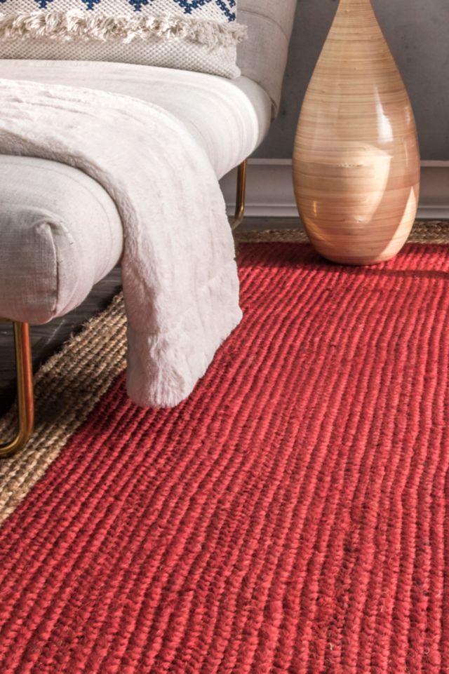Handmade Red Braided Jute Reversible 4' x 6' Rug