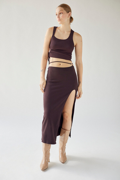 Tied Ruffled Midi Skirt