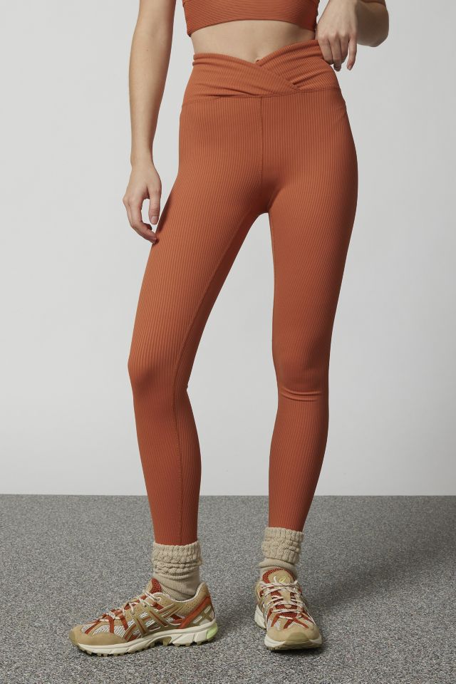 Waffle Knit Waistband Detail Leggings