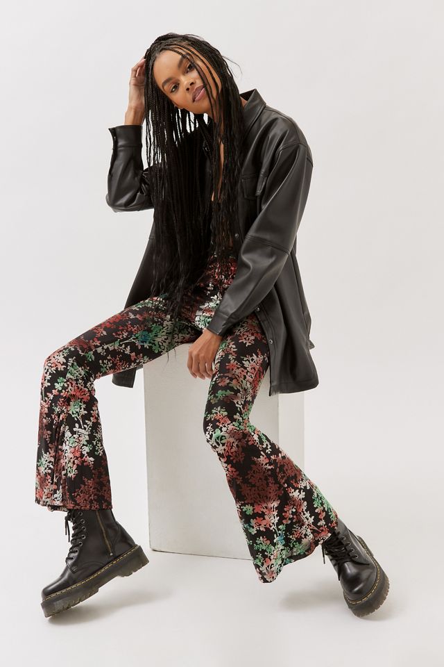 Glamorous Velvet Floral Flare Pant | Urban Outfitters