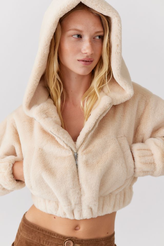 Urban outfitters best sale faux fur hoodie