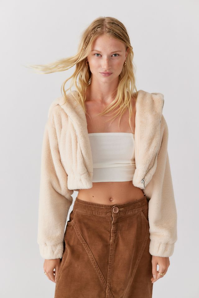 UO Arina Faux Fur Cropped Jacket #5