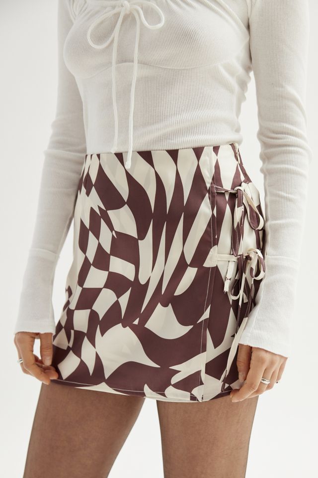 Another Girl Marnie Satin Lace-Up Mini Skirt #3