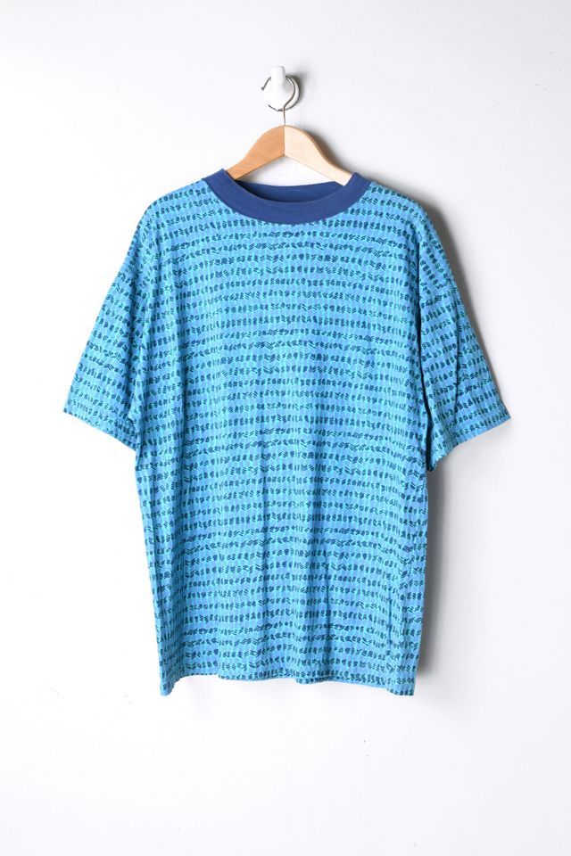 Vintage 90s Teal & Blue Patterned T-Shirt | Urban Outfitters