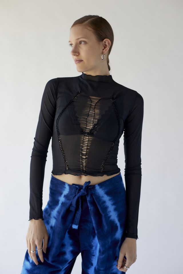 UO Ellis Mesh Lattice Top | Urban Outfitters