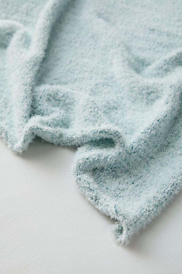 Solid Fuzzy Jacquard Throw Blanket #1