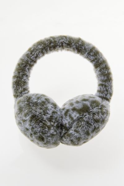 Urban Outfitters Lia Faux Fur Ear Muff In Olive + Grey