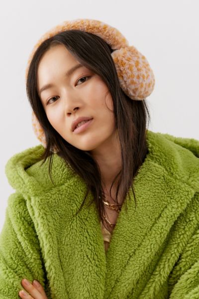 Urban Outfitters Lia Faux Fur Ear Muff In Orange + Lavendar