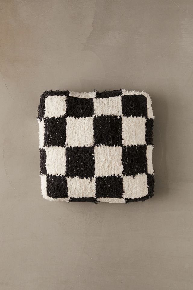 Checkerboard Woven Shag Rag Floor Pillow | Urban Outfitters