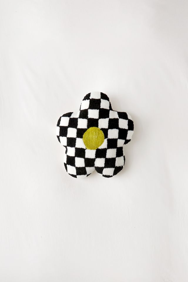 Checkerboard Mini Flower Throw Pillow #1