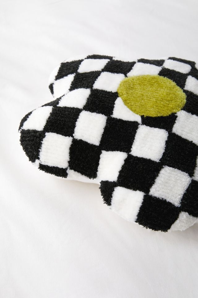Checkerboard Mini Flower Throw Pillow #2