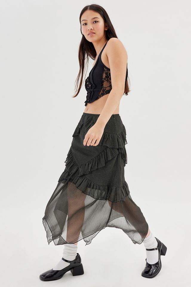 UO Tuli Ruffle Midi Skirt #5