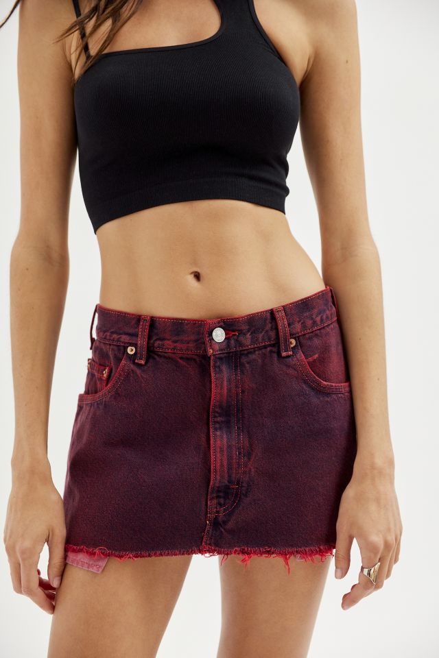 Urban Renewal Remade Low-Rise Overdyed Gummy Denim Mini Skirt #1