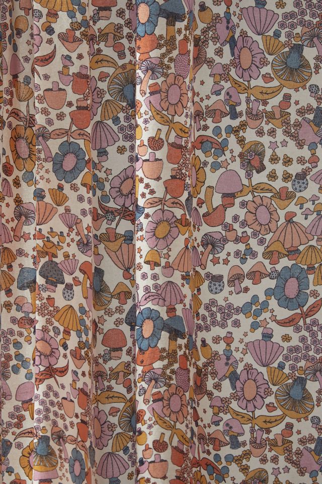 Rideau de douche à motifs fleurs et champignons #1