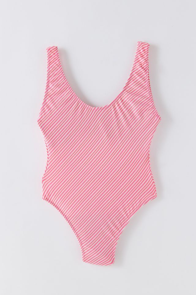 Pink striped one piece on sale swimsuit