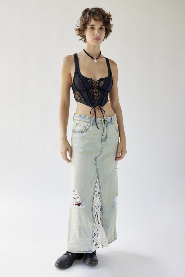 UO Semi-Sheer Lace Corset Top #2