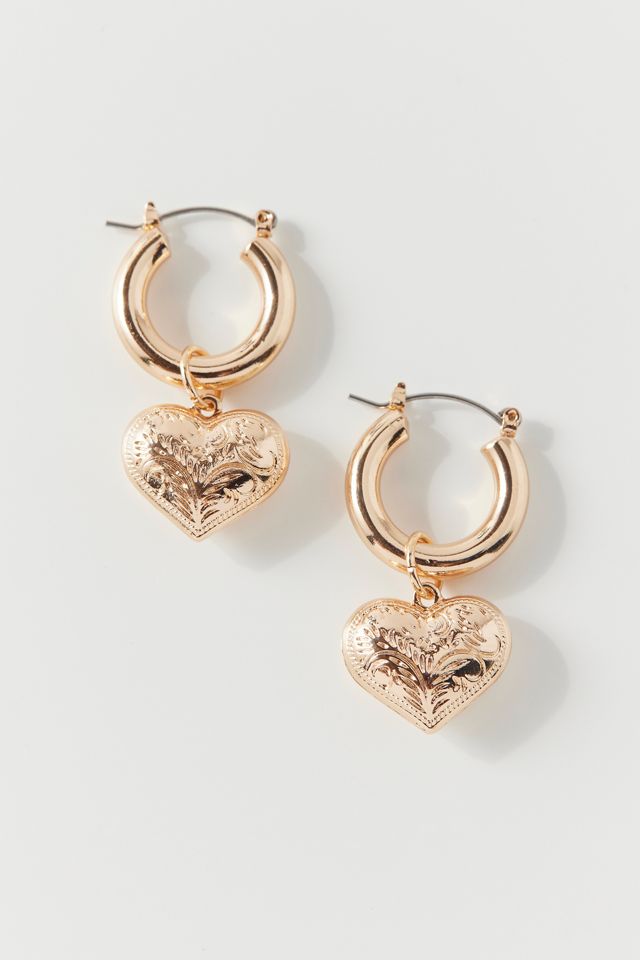 Enamel Heart Charm Hoop Earring Urban Outfitters Women Accessories Jewelry Earrings Hoop 