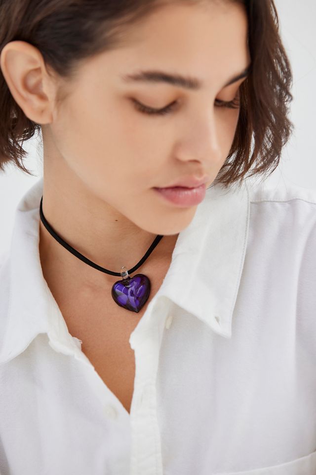 Glass Heart Choker Necklace Urban Outfitters Canada
