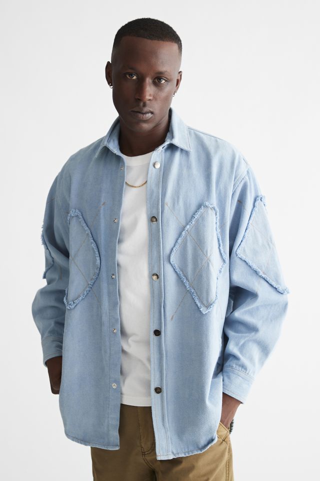 David Catalan Rhombus Collared Denim Shirt | Urban Outfitters