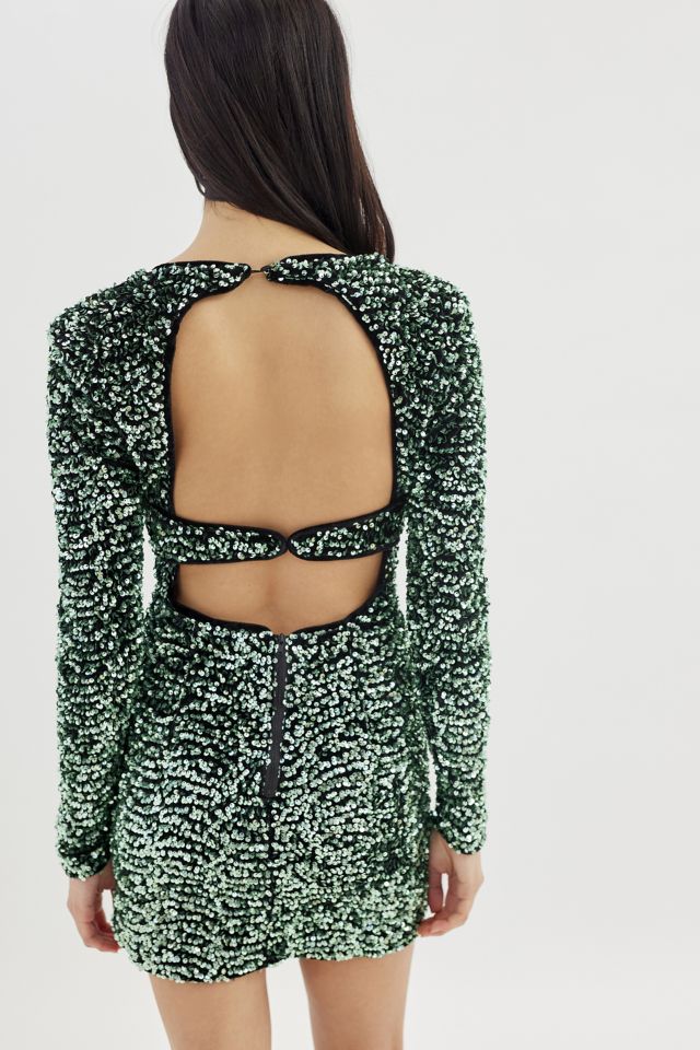 Mini robe à paillettes scintillantes et manches longues Lila Bardot #1