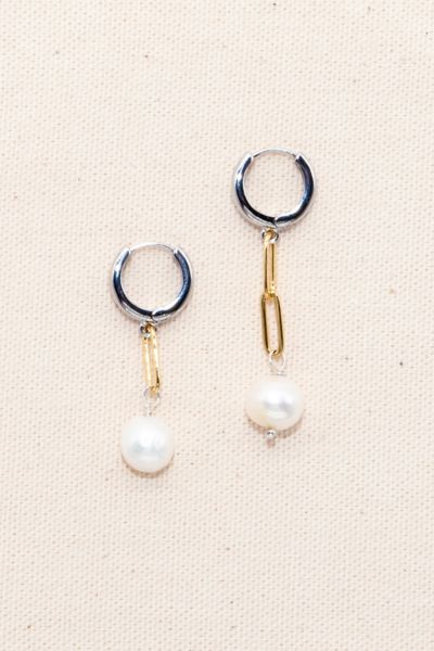 Shop Joey Baby Sake Two Tone Earrings In Silver & Gold