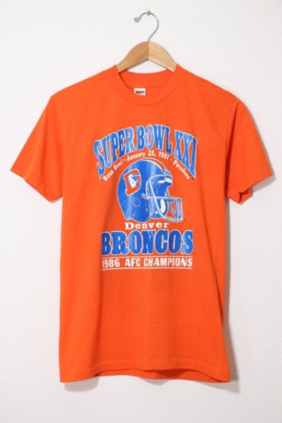 Vintage 80s Denver Broncos AFC Champions Superbowl 1987 87 blue logo 7 shirt medium