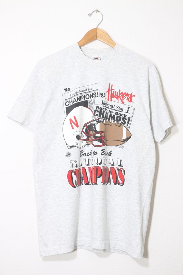 Nebraska Huskers Tee Shirt - Football National Champions Trophies 2x by CornBorn