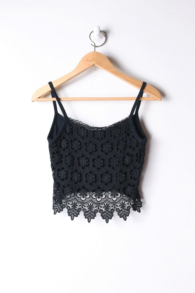 Vintage 70s Black Lace Crop Top | Urban Outfitters